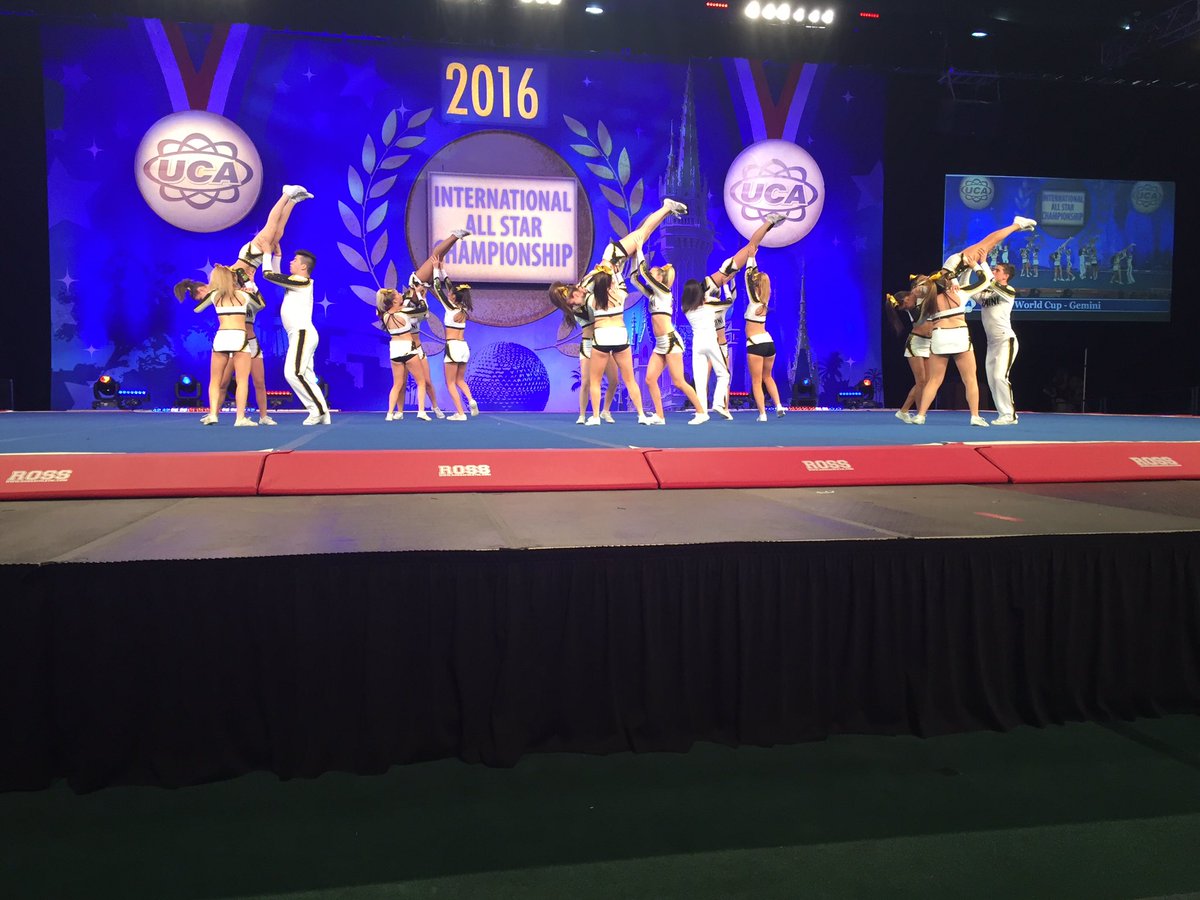 UCAupdates's tweet photo. World Cup Gemini opened up Small Sr Coed L4 A with SOLID stunts!! #UCAupdates https://t.co/qxOwERWYeD