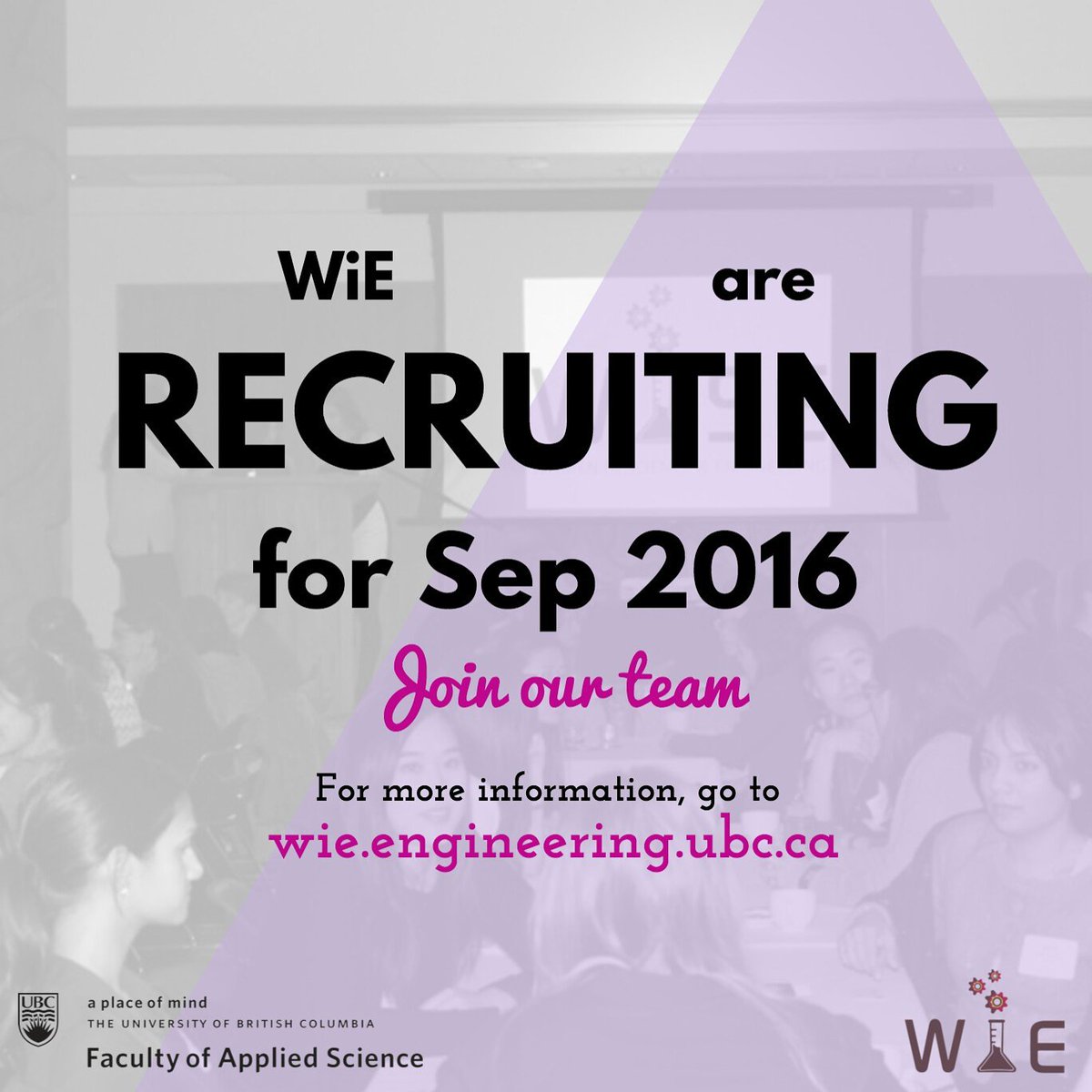 WiEUBC's tweet photo. YES! We are now recruiting new Committe Chairs for Sep 2016! Join WiE!!!https://t.co/aYH4So7Son https://t.co/Bs00FmmLfR