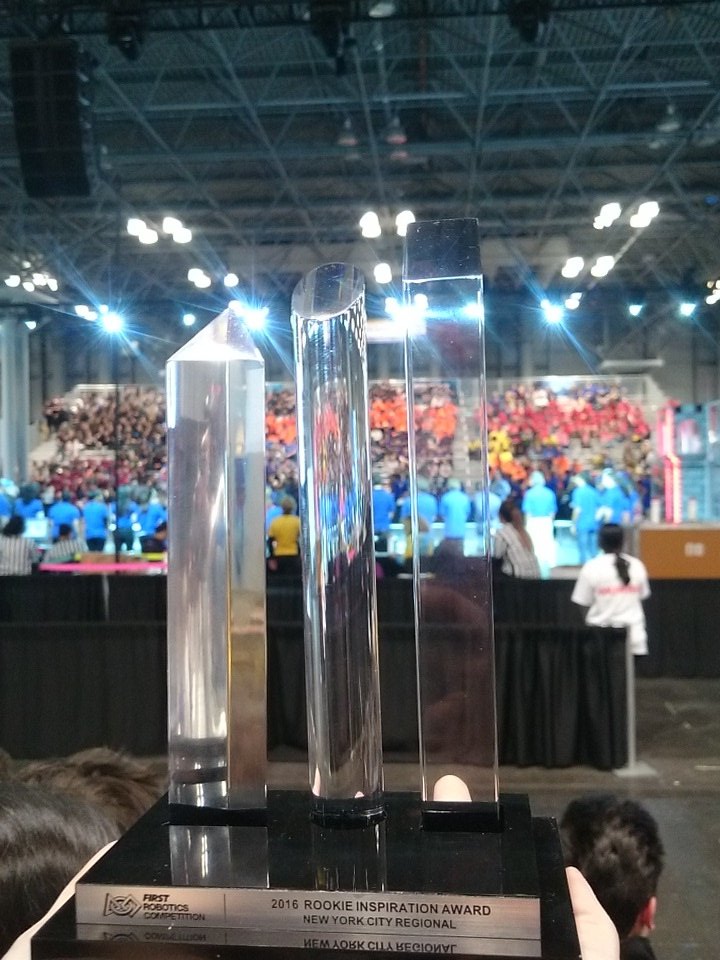 Proud to recieve the Rookie Inspiration award! FIRST Robotics Competition an amazing experience!!! #nycfirst2016