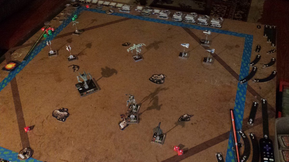 Ryderous's tweet photo. #xwing end of turn one, both side took some hits. https://t.co/2aEYazxvHL