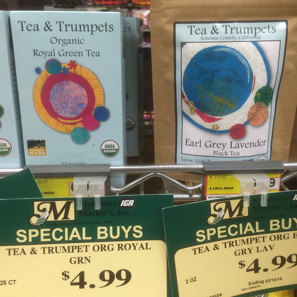 TeaTrumpets1's tweet photo. All tea bags and loose leaf tea are on sale at Molsberry Market in Santa Rosa until the 15th! Just 4.99! https://t.co/LJ7EpEjx0Y