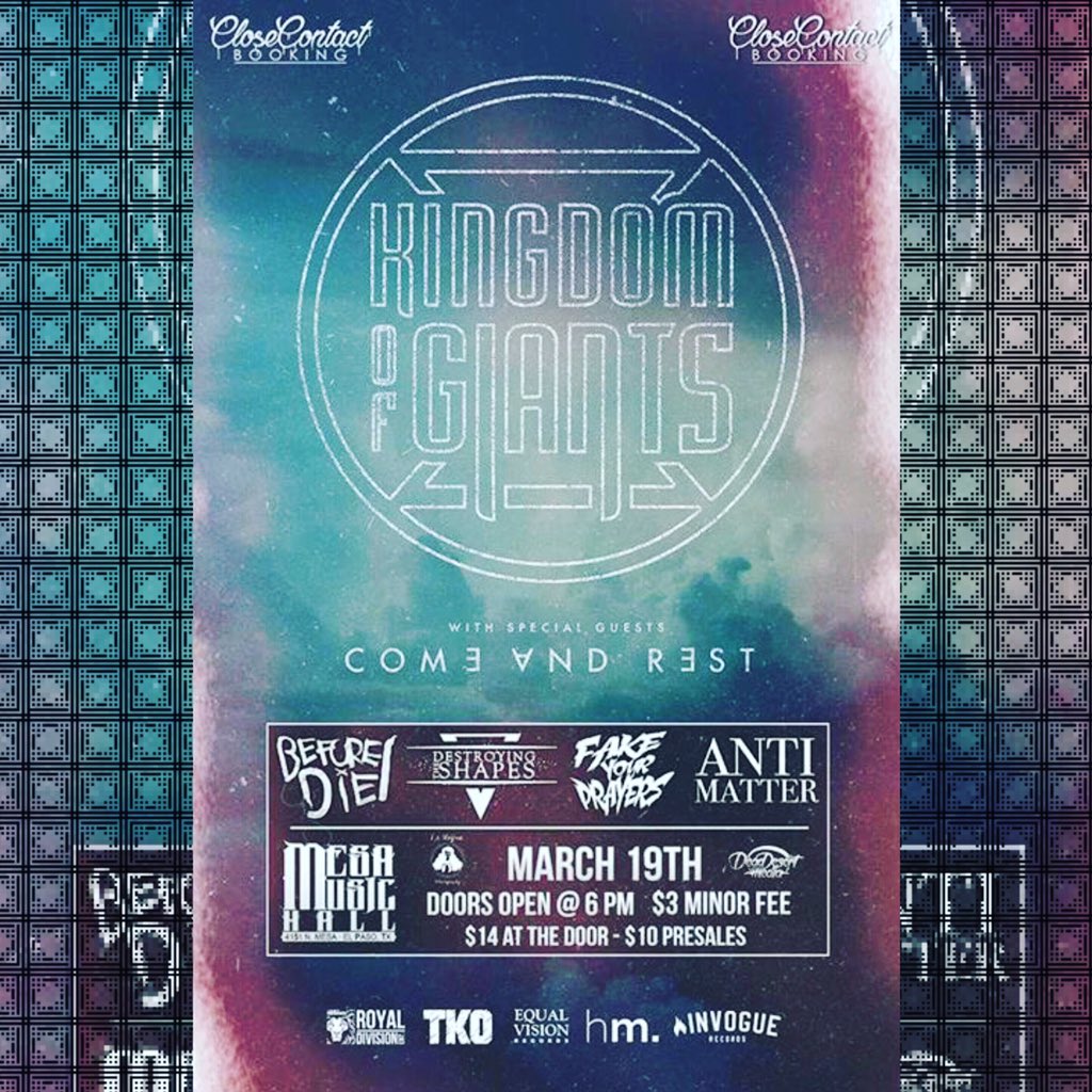 This week! <a href="/kingdomofgiants/">𝐊𝐈𝐍𝐆𝐃𝐎𝐌 𝐎𝐅 𝐆𝐈𝐀𝐍𝐓𝐒</a> <a href="/comeandrest/">Come and Rest</a> at the Mesa music hall!! #closecontactbooking #itsallgoodep #shows