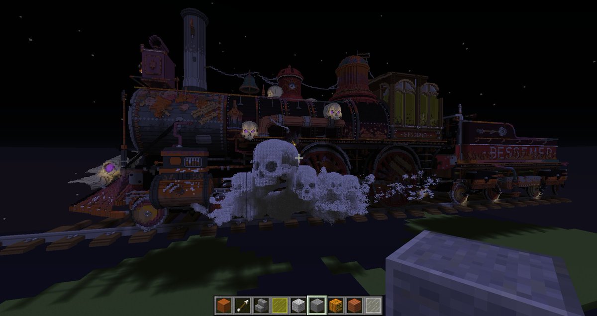 CorbinRainbolt's tweet image. I have made some progress on the train! Now it is spooooky! I added some rust, some skulls and a tender!