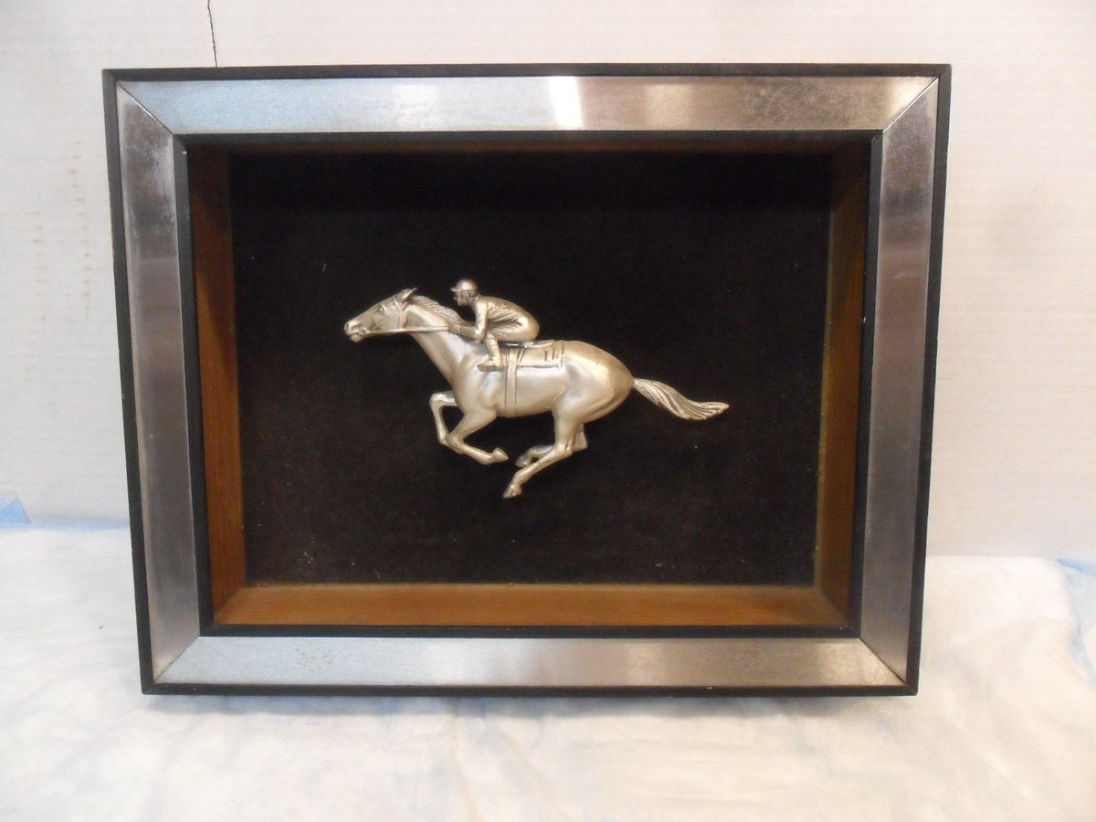 Framed metal Race Horse  Derby Vintage RARE metal # 1 race horse ebay.com/itm/Framed-met…