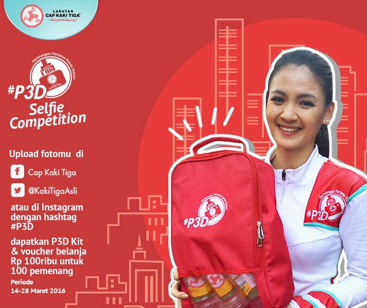capkakitigaid's tweet photo. #P3D Selfie Competition is back! Menangkan hadiah P3D kit dan shopping voucher senilai Rp 100.000. https://t.co/ubOEksAcrR