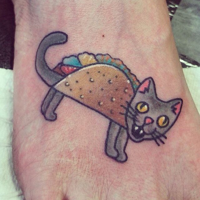 Pin by Taylor E Mach on Tattoo ideas  Cat tattoo Taco cat Taco tattoos