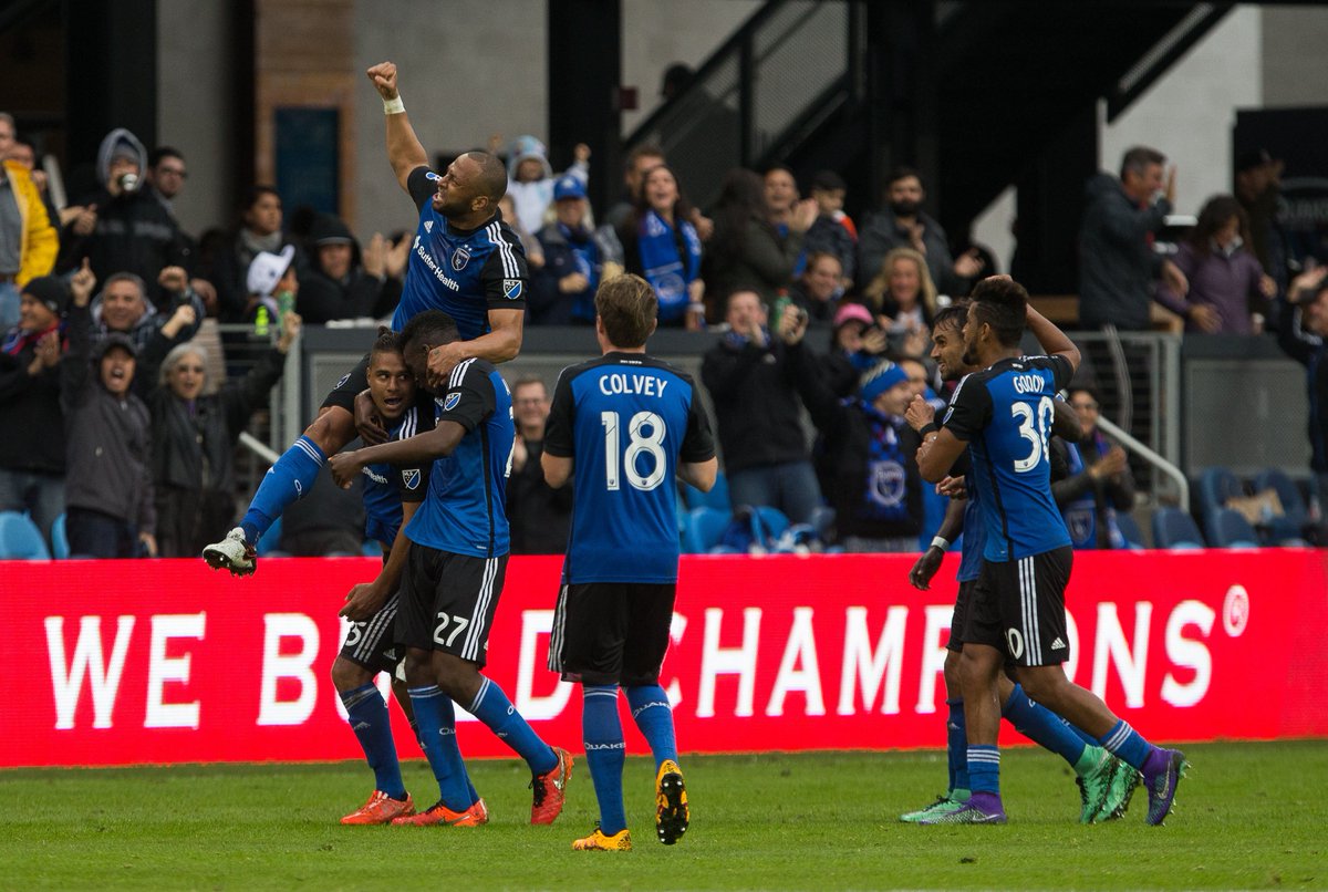 FOXSoccer's tweet photo. FT: San Jose 2, Portland 1. Quakes start season with 2 wins, send defending champs packing with 1st loss. #SJvPOR https://t.co/XoEe358nPg