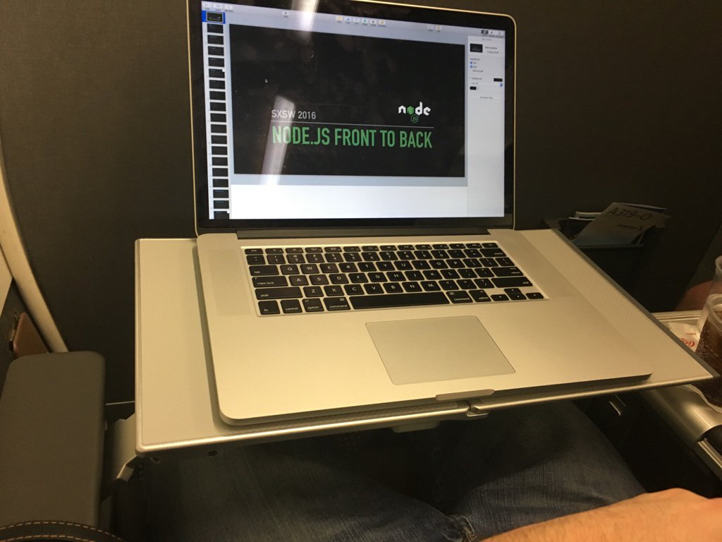 snodgrass23's tweet photo. Nothing like finishing up a presentation at the last minute on the plane. @recurly #SXSW2016 https://t.co/jzpzuk7wzA