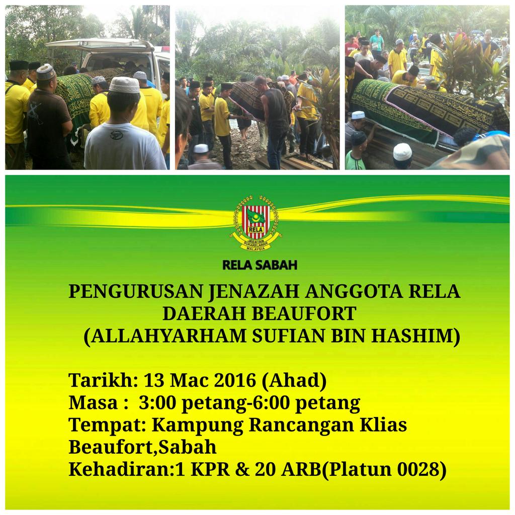 RT @rela_b Pengurusan Jenazah Anggota Rela Daerah Beaufort <a href="/rela_sabah/">RELA NEGERI SABAH</a>  <a href="/RELASamarahan/">RELA Daerah Samarahan</a> <a href="/izzal_suhaimi/">Izzal Suhaimi</a>