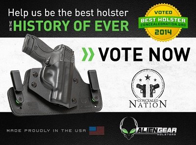 Don't forget to VOTE for #AlienGearHolsters in <a href="/ConcealedN/">Concealed Nation</a>'s #BestHolsterSurvey #CCW #ConcealedCarry  #CCW...