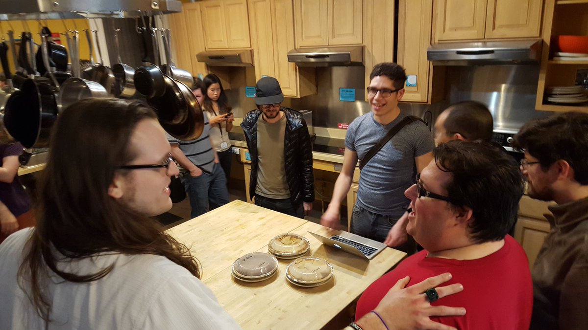 ReleaseTheRhys's tweet photo. Pie Court is in session #gdc2016 https://t.co/o6wY3Zq0Z7