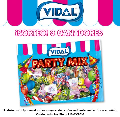 Vidal_Golosinas's tweet photo. #FelizLunes #LosLunesChuches ¡Sorteamos 3 Party Mix!¡Para participar haz RT y sigue a @Vidal_Golosinas! :D https://t.co/SkBWtQAiYc