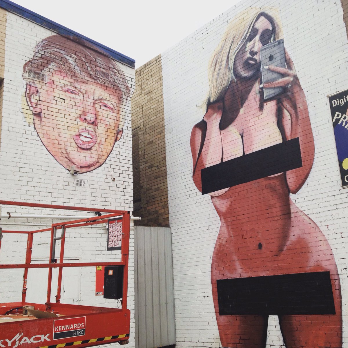 abcmelbourne's tweet photo. CONFIRMED: @lushsux is the artist of @KimKardashian + @realDonaldTrump murals #Melbourne https://t.co/i3F9w8I0is