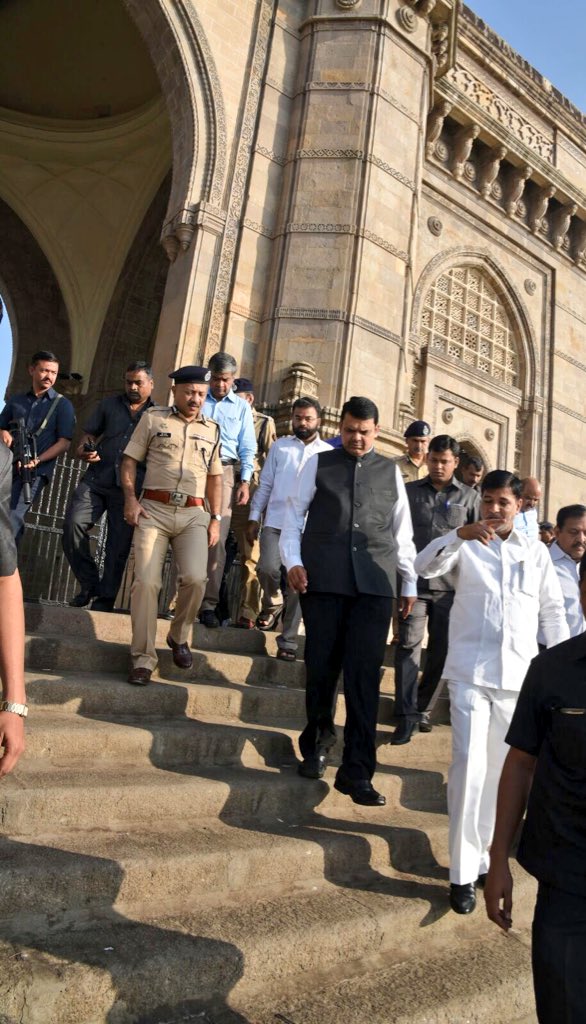 CMOMaharashtra's tweet photo. CM @Dev_Fadnavis visited the site of Chhatrapati Shivaji Maharaj memorial in Arabian Sea, this morning. https://t.co/wDRgHijmho