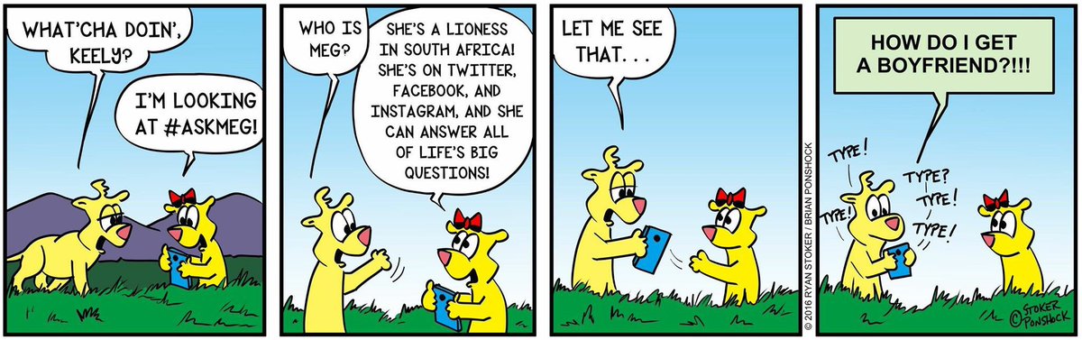 stokerponshock's tweet photo. Hey! Guess who is visiting #Prideland this week! Kevin &amp; Meg! #lion #lions #ellen #cartoon #webcomic #GoComics #meg https://t.co/Kb7ieF1p9k