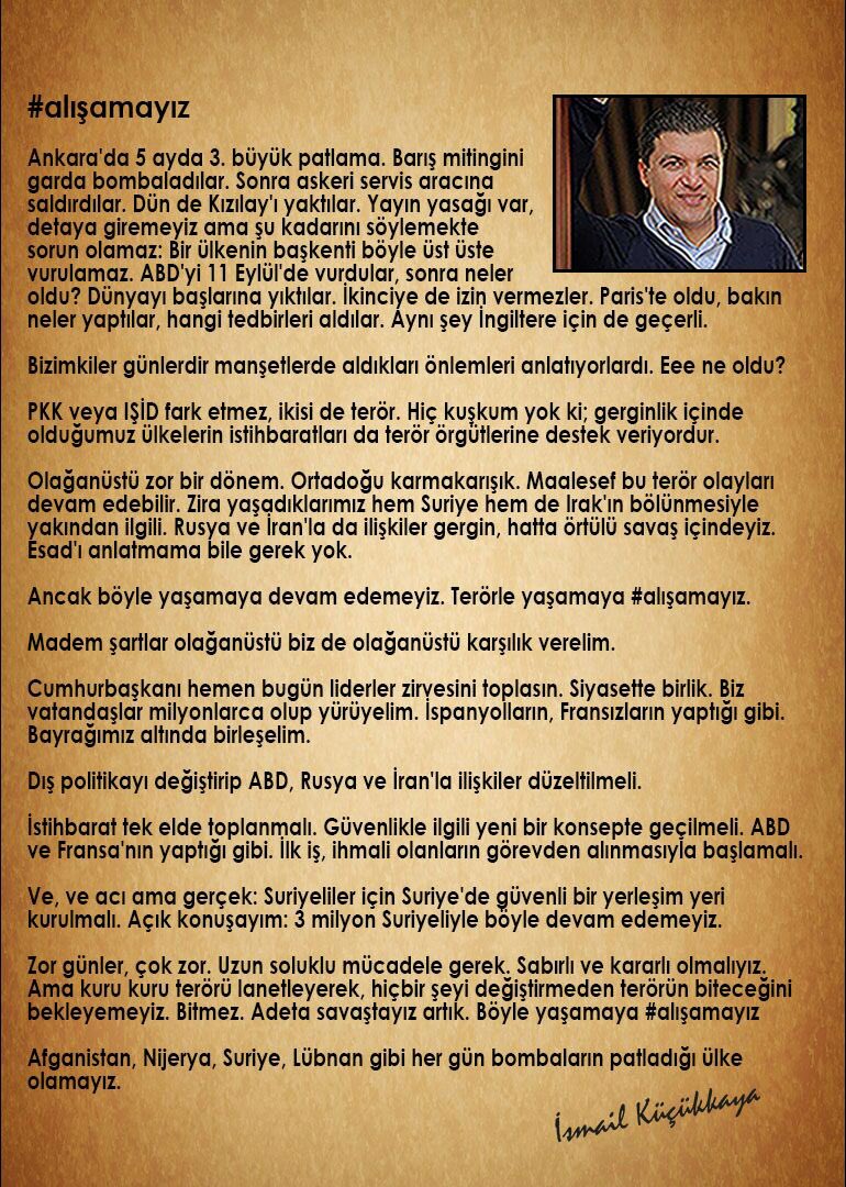 #alışamayız diyerek; çözüm önerilerimi yazdım. Yorumunuzu bekliyorum.