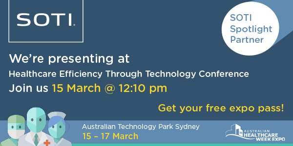 SOTI_Inc's tweet photo. .@adelebeachley presents the full potential of mobility while maintaining patient security & privacy #AustHealthWeek https://t.co/9MQsry0xBn