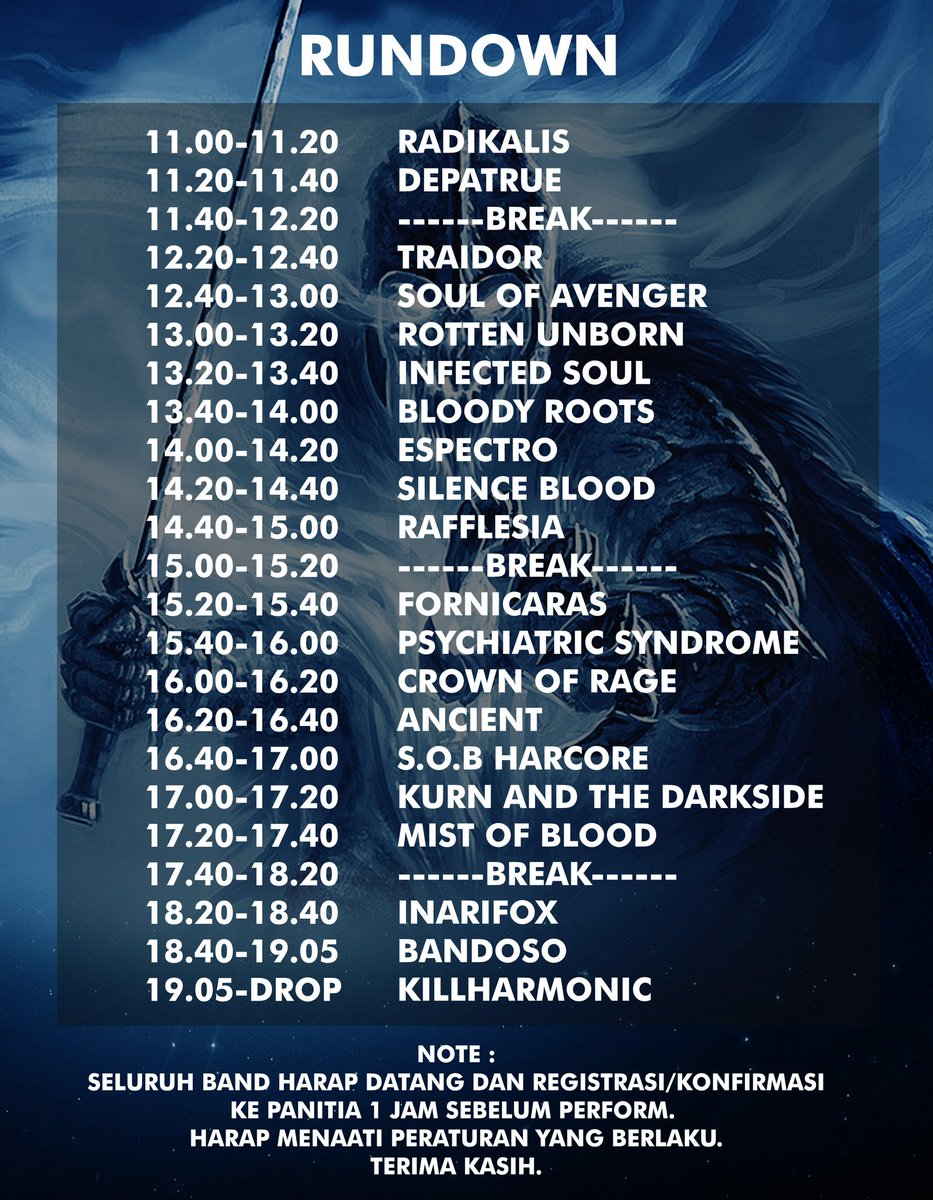 Rundown <a href="/KILLHARMONIC_KK/">KILLHARMONIC</a> @BANDOSO_troops <a href="/inarifoxmusic/">Inarifox Official</a> <a href="/SOBhardcore/">S.O.B HARDCORE</a> <a href="/fornicarasID/">FORNICARASMETAL</a> <a href="/silenceblood_DM/">SILENCE BLOOD</a> monggo