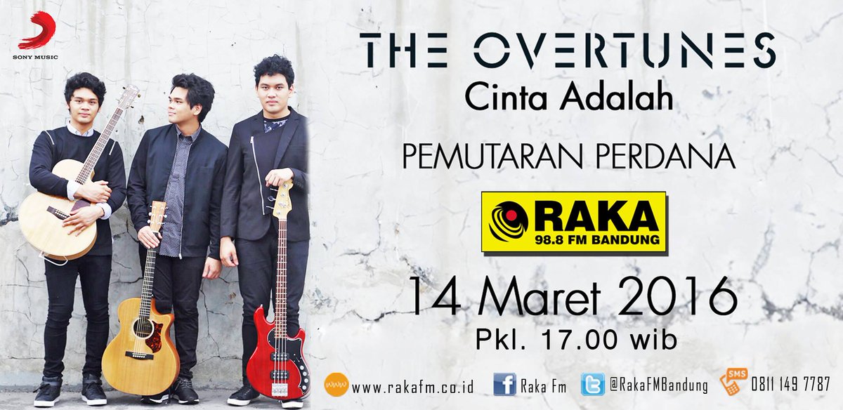 rakafm_bandung's tweet photo. Jam 5 sore, #PemutaranSerentak single terbaru dari The Overtunes #TOVCintaAdalah @hadyadoens @RakaFMBandung https://t.co/yIWg5dBhbl