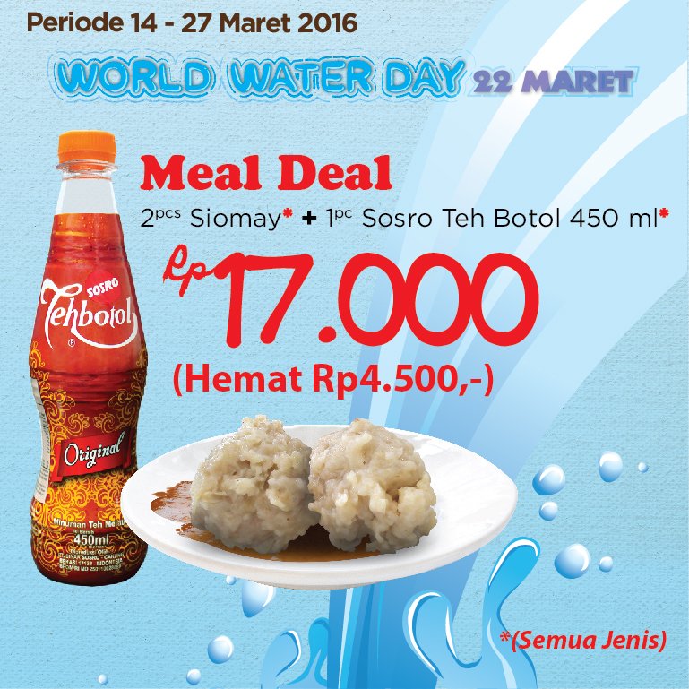 starmartID's tweet photo. Meal Deal : 2pcs Siomay + 1pc Sosro TEh Botol 450ml Rp 17.000 (Hemat Rp 4.500) https://t.co/a6TVMlcUtq