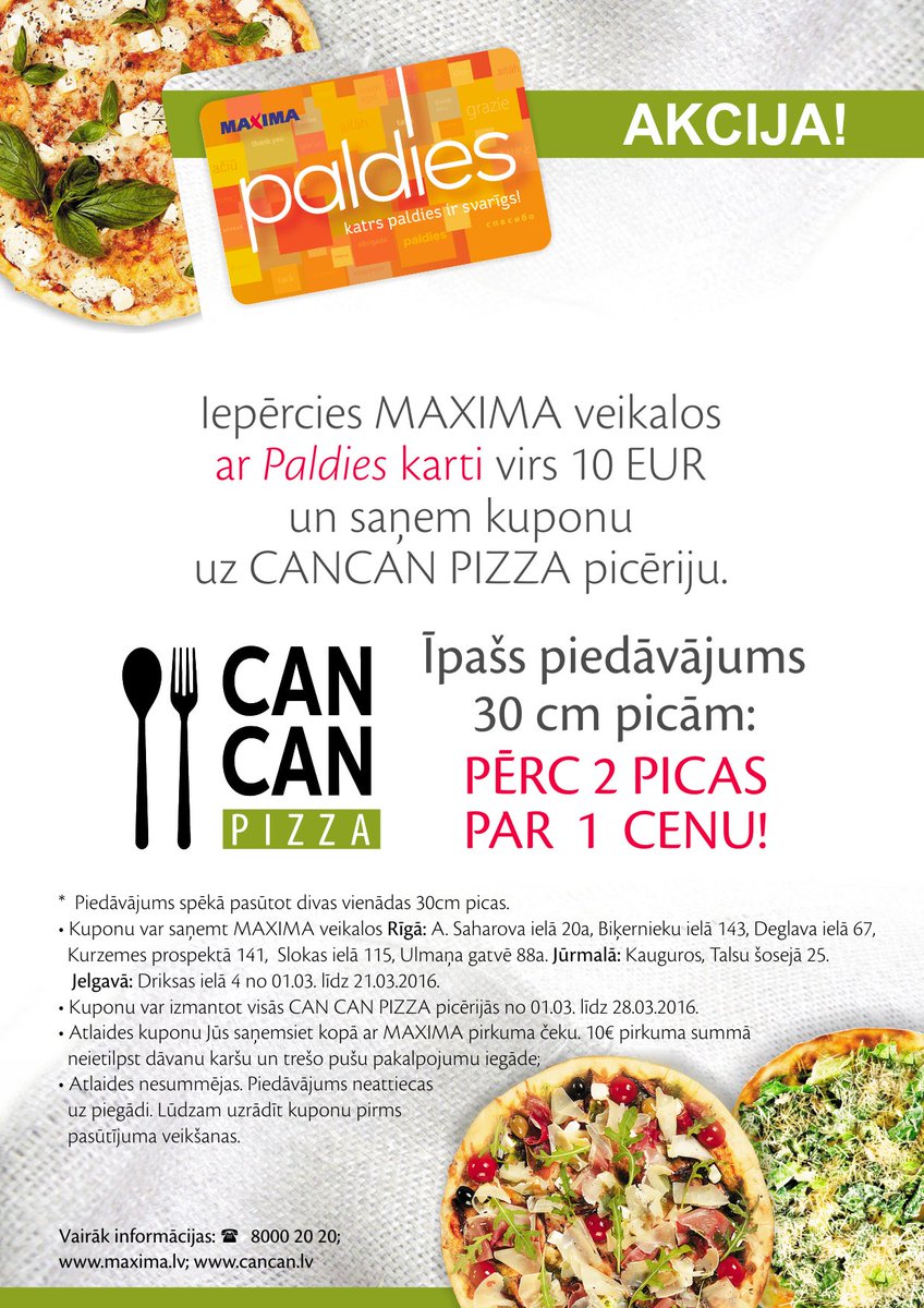 CanCanLV's tweet photo. Labi piedāvājumi ir jāizmanto! #cancanpizza #discount #atlaide #pizza #pica https://t.co/4mPUslzO3o