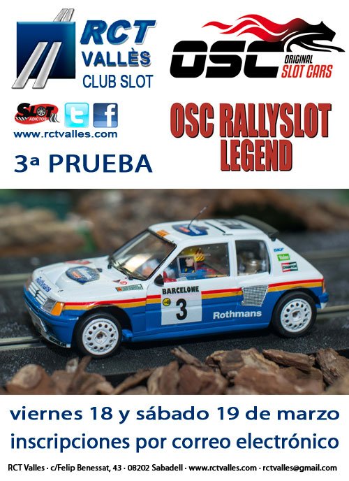 OriginalSlotCar's tweet photo. El OSC RALLYSLOT LEGEND llega a @RCT_Valles ¿Te lo vas a perder? #Rallyslot https://t.co/Ujyvszxwbc