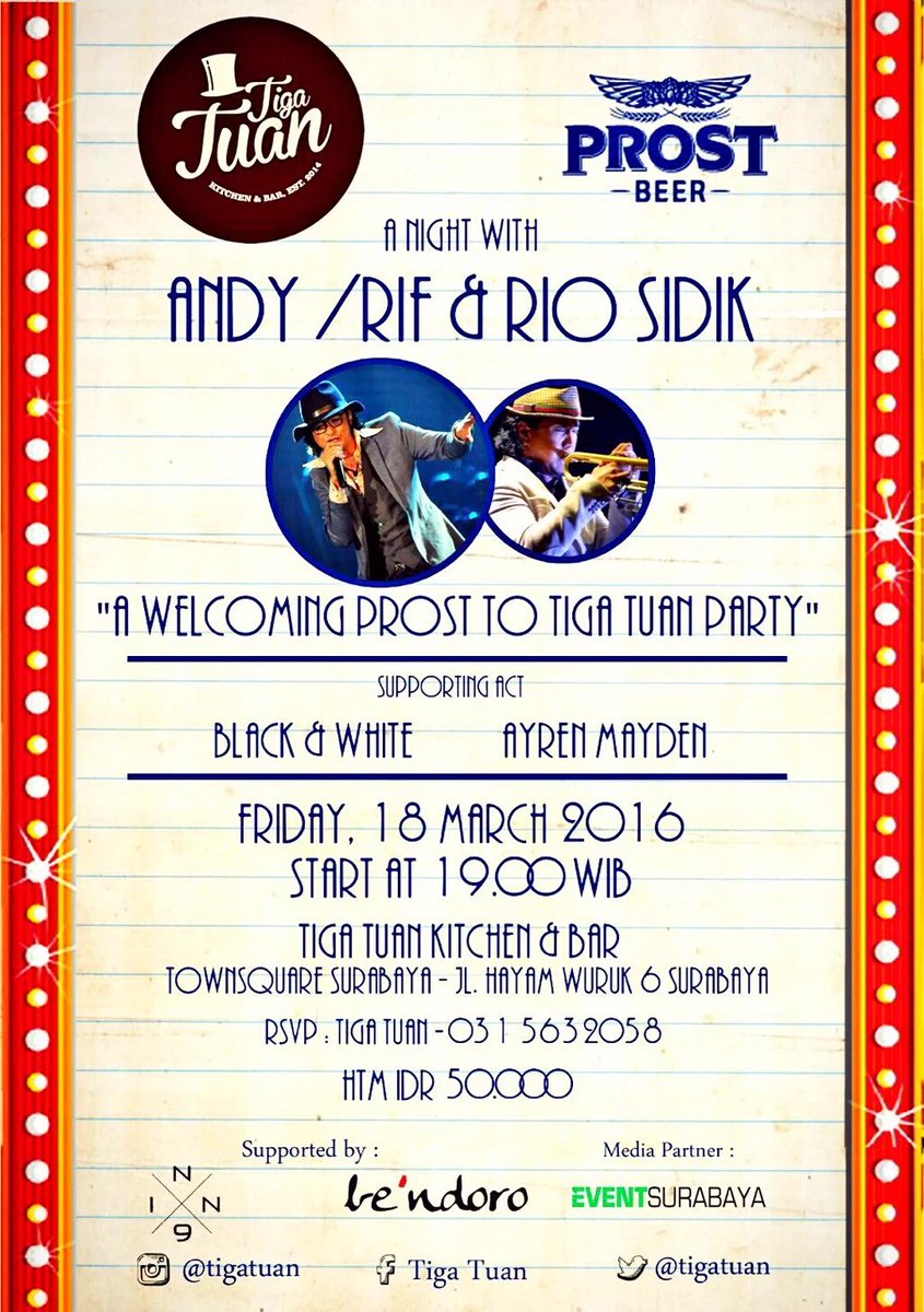 Let's make history together
Don't miss it <a href="/tigatuan/">Tiga Tuan</a>  <a href="/sutossurabaya/">Townsquare Surabaya</a> <a href="/AndyRIF/">Andy RIF</a> &amp;  <a href="/RioSidik/">Rio Sidik</a>