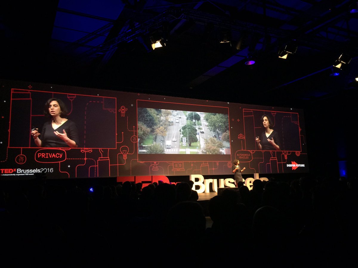 DanaBrussels's tweet photo. "Imagine our cities could talk"  Susana Sargento, winner of #euwin2016 at #TEDxBrussels, introduced by @Moedas https://t.co/O3eILiZdgC