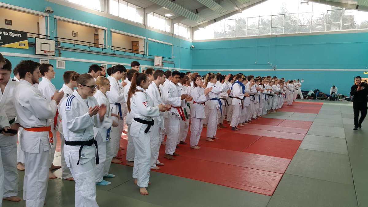 BUJudoClub's tweet photo. 23 university teams from around Europe line up ready to compete at USIST in Sheffield. #teambradford take 5 place! https://t.co/7KjLE8Ky9H