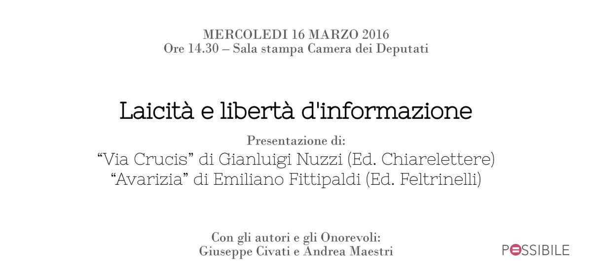 chiarelettere's tweet photo. Mercoledì mattina tutti con @GianluigiNuzzi Conferenza stampa per la laicità e libertà d'informazione @PossibileIt https://t.co/scanhxhGie