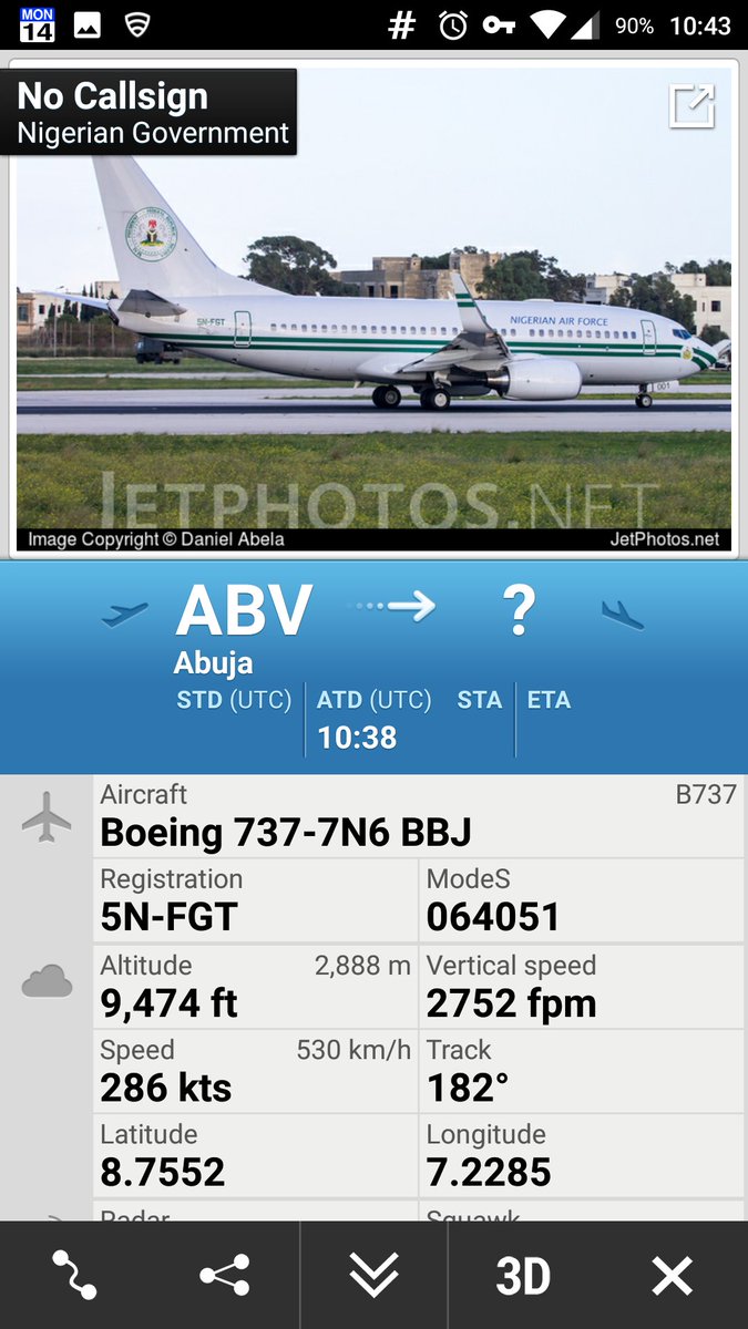 CivMilAir's tweet photo. Nigerian Air Force 
B737 #5NFGT from Abuja 
https://t.co/QaA8zYkOYR https://t.co/aBBgjlzV6o