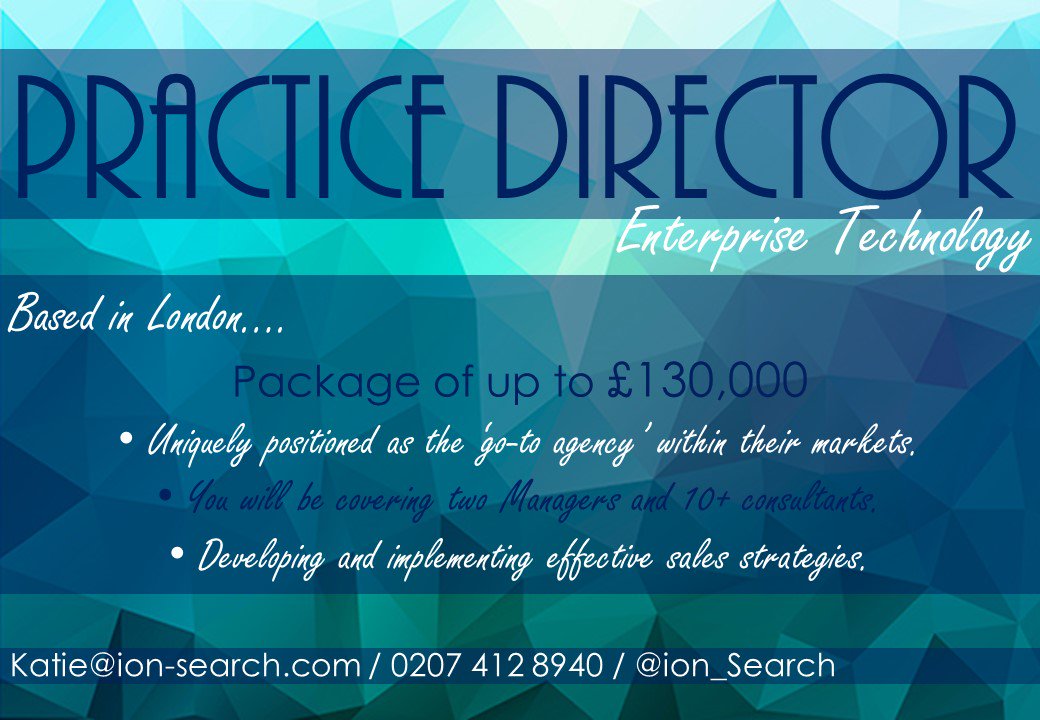 ion_search's tweet photo. #NEWROLE Practice Director, work for one the #UK's best #recruitment businesses! #London https://t.co/vggEmgLjgD https://t.co/pSDCWxgQm8