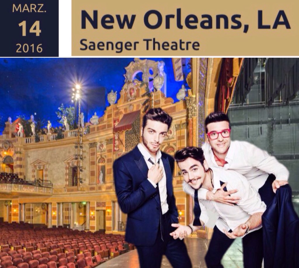 ilvolocheresta's tweet photo. #22stop #ilvolonorthamericatour2016 @SaengerNOLA #NewOrleans #March14 #goodluckguys💪 @ilvolo https://t.co/M9CDQkBZGC https://t.co/x823bE08LY