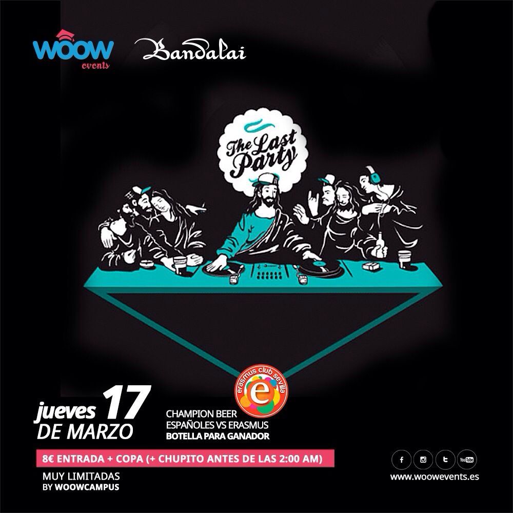 SevilladeParty's tweet photo. Este jueves fiesta universitaria en Bandalai, New Theatre y Wall Street

Entradas 8€+Copa al 657286174 https://t.co/PYVVBMmD6F