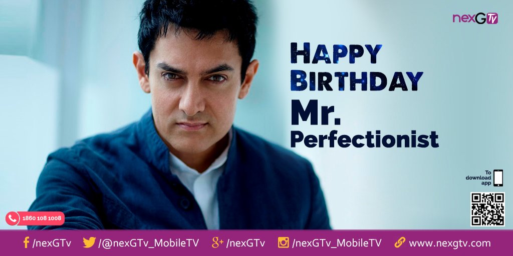 nexGTv app wishes the #mostinfluential and powerful #actor of #Indiancinema #AamirKhan a very Happy 51st Birthday.