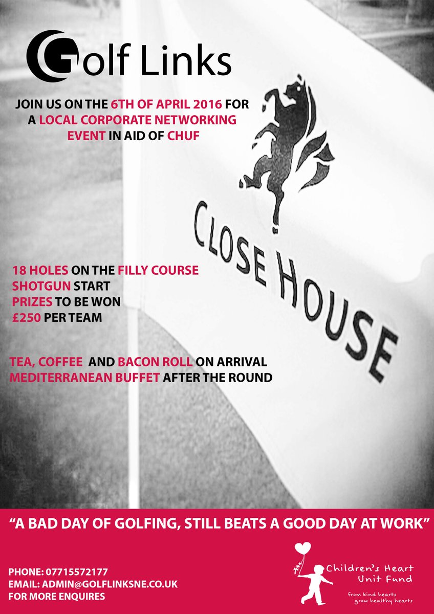 GolfLinksNE's tweet photo. There are still spaces available at our Charity Golf Day on 6th April at @CloseHouseGolf #golf #golfday #charity https://t.co/sSawBIr0hP