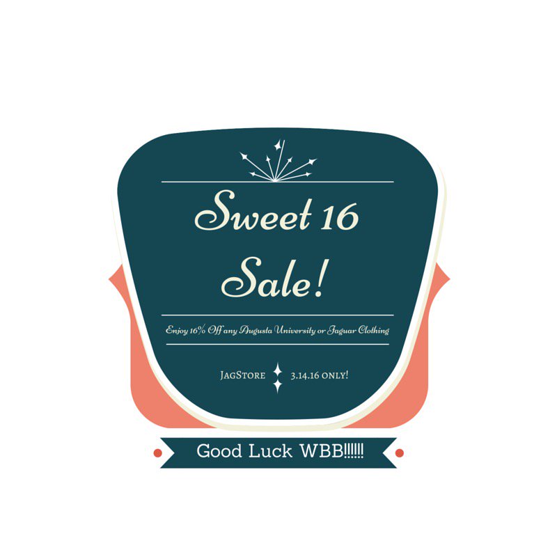 karl_munschy's tweet photo. Today Only Sweet 16 Sale 16% off AU gear at the #jagstore @AugustaJags @AUG_University @AUG_JAGWIRE @AUG_StudentLife https://t.co/e3ehLfhybQ