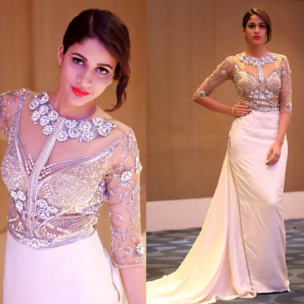 dhoomflix's tweet photo. Couture meets edgy @Itslavanya in a gorgeous @BhawnaRao gown &amp; #EDesign palm cuff tonight at #ApsaraAwards2016 https://t.co/p6Jd7WGiop