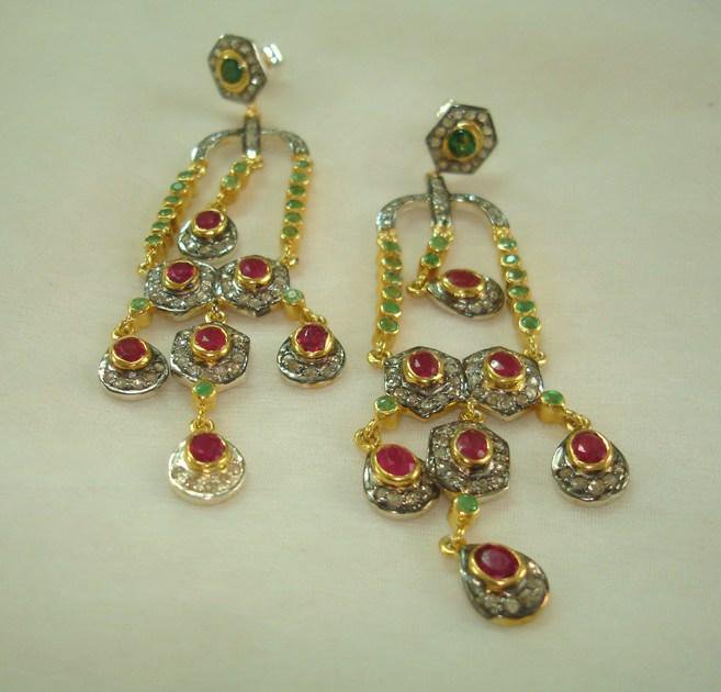 2_bluestarmom's tweet photo. Abstract Baroque 10.25ct Diamond Ruby Emerald Long Statement Earrings 18k https://t.co/Ui62bfdtlk #jewelry #fashion https://t.co/K2pRWD4Sdf