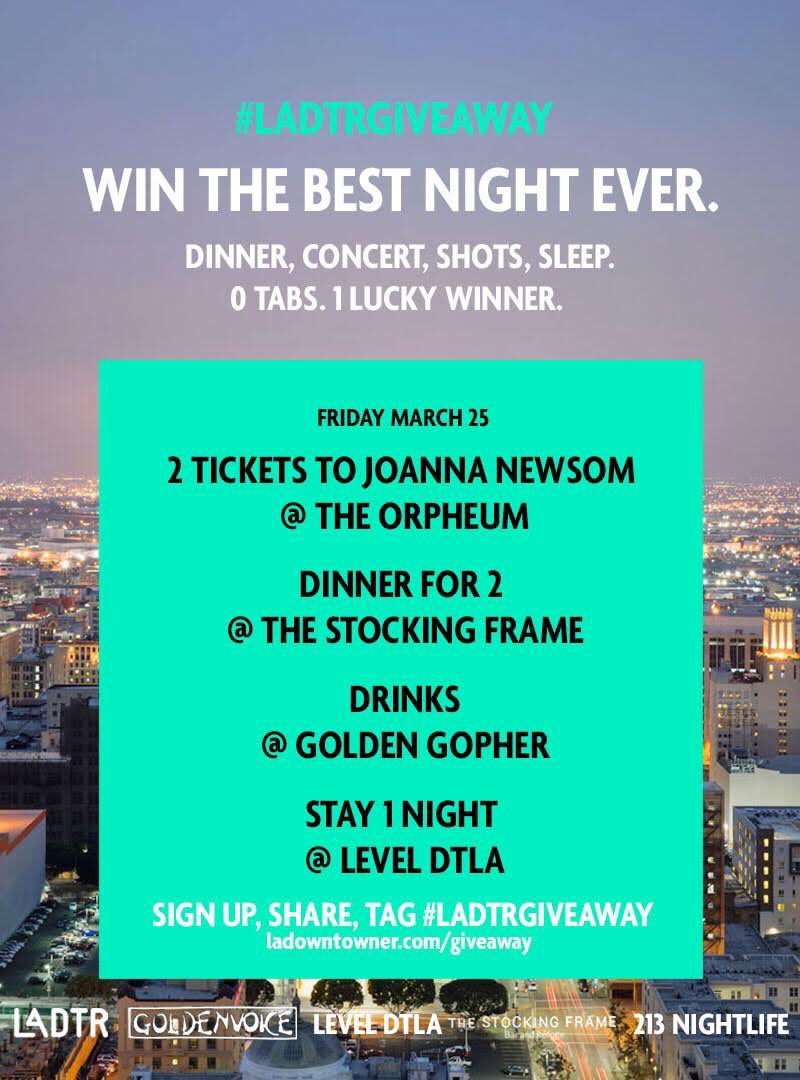 Friends: if you like Joanna Newsom or just a night out in DTLA in general - check out/ enter our giveaway!!!