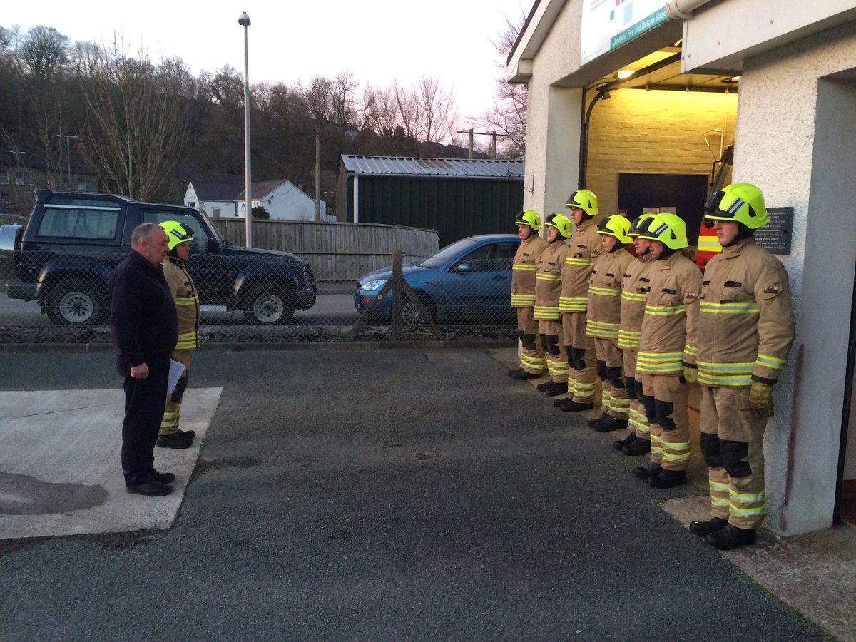 mickcrennell's tweet photo. Station visit to Llandysul tonight - great welcome with team on parade doing a PPE check #TeamMAWW #Standards https://t.co/Uae6rpGln2
