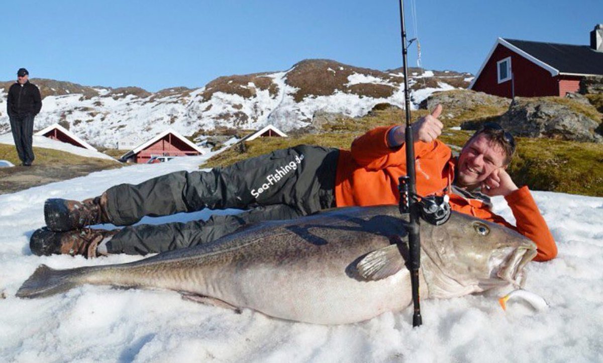 When you can a world record cod over 100lbs it makes total sense to do some snow poses!