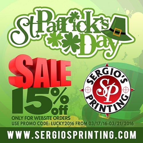 sergiosprinting's tweet photo. St. Patrick's Day Sale at https://t.co/nBtdqhLRVp with 15% off! #fullcolor #fullcolorprinting https://t.co/JjweiGUfBU