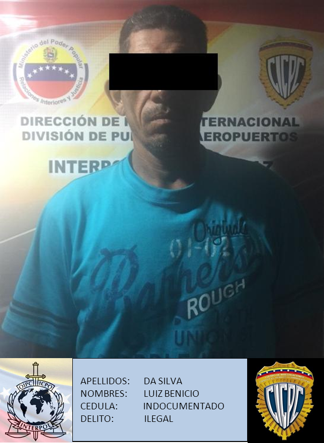 @interpolpzo Remitiò a la orden del SAIME/MIGRACION al Basilero  DA SILVA LUIZ, por encontrarse ILEGAL en el pais.-