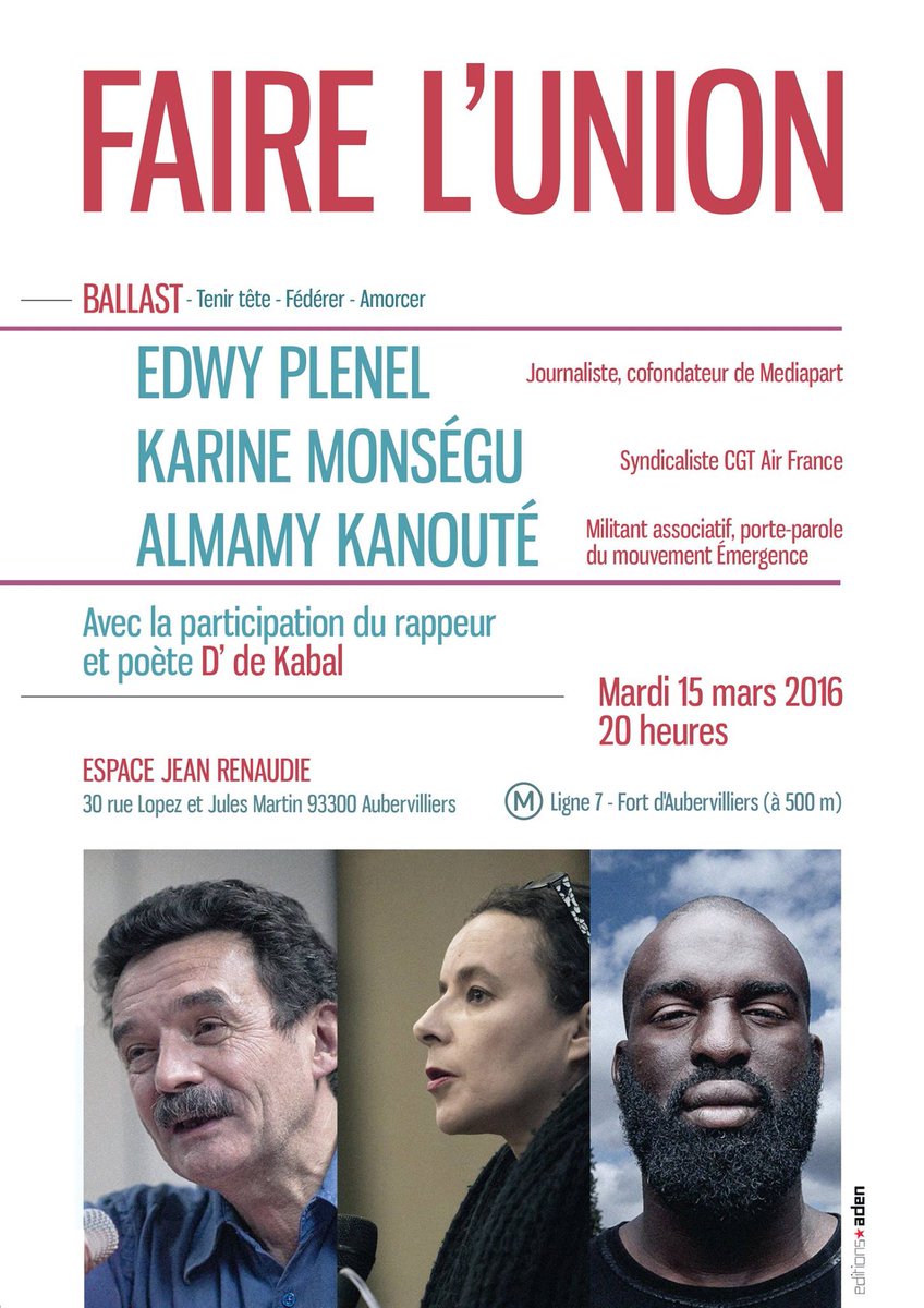 CC_META's tweet image. Mardi 15 mars, 20h Débat sur comment faire causes communes.
#DireNous @RevueBallast @edwyplenel &amp;amp; @AlmamyKanoute.