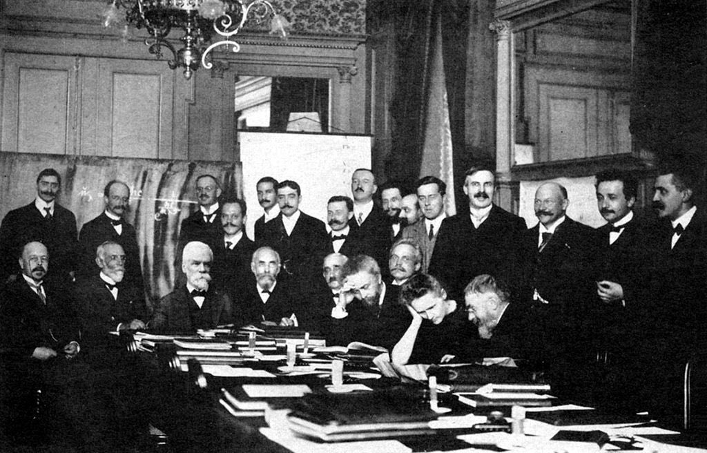 AstroKatie's tweet photo. Whenever ppl say "the gender issue in physics is improving so much!" I think of the Solvay Conference, 1911 vs 2011. https://t.co/yZs9C0s9x2
