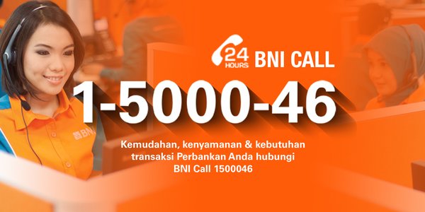 BNI's tweet image. Selamat malam dan selamat beristirahat, apabila memerlukan bantuan bisa hubungi BNI Call 1500046 (24 Jam)