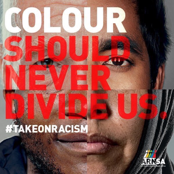 BrentLindeque's tweet photo. Colour should never divide us. #TakeOnRacism https://t.co/MnySkIX56t