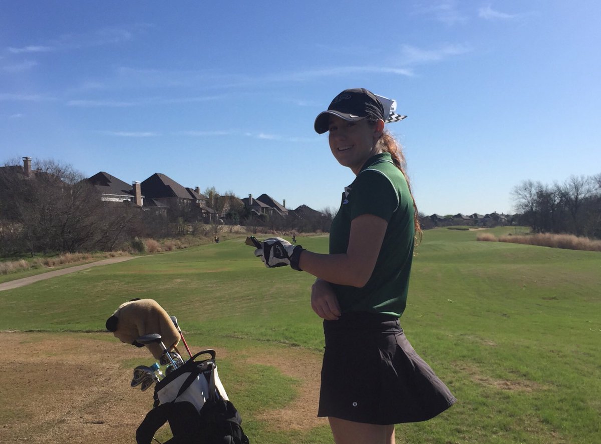 prosperhsgolf's tweet photo. Megan Pavel is all smiles after two pars in a row. We're smiling, too, as she blasts one down 15. #makeit3inarow https://t.co/o85m9mPXOW