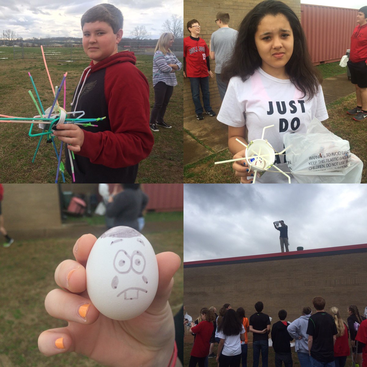 Engineering Design Process in Mr Horner's 8th grade science class today! Did your egg survive? #wegroweveryday